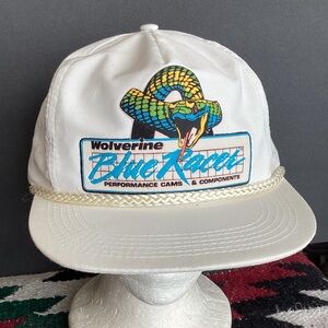 Vintage head to toe Wolverine blue racer SnapBack Hat with felt logo